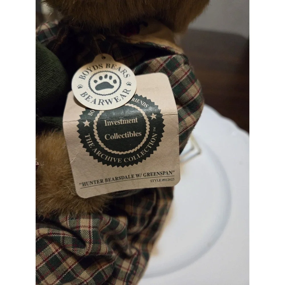 Vintage Boyd's Bears Hunter Bearsdale  Greenspan Hang Tags 1-piece Plaid Outfit
